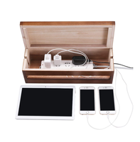 Caja de gestión de cables rectangular de madera ecológica, organizador de cables para cable de extensión, regleta de alimentación y protector contra sobretensiones
