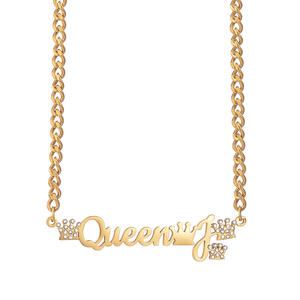 Chaînes de mode personnalisées, artisanat en métal, collier en acier inoxydable, argent et or avec prénom pour filles - Product Image 4