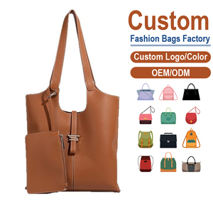 Factory Custom Women's Leather Shoulder Bag Large Capacity <b>Tote</b> with Detachable Pouch - Product Image 1