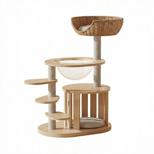 Munchkin cat tree/tree integrated solid wood cat <b>bed</b>/cat tree small kitten climbing platform special for short-legged cats - Product Image 5