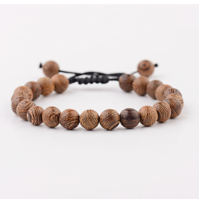 Bracelet Ajustable Perles De Lave Noires – Pierre Naturelle, Cordon Réglable