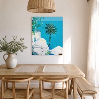 Peinture à l'huile sur toile personnalisée, paysage marin méditerranéen peint à la main, impressionniste, Santorin, Grèce, art mural pour la décoration de la maison