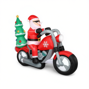Rides Motorcycle 6ft <b>Inflatable</b> Outdoor Holiday Yard Decoration With Christmas Tree and Lights D0100HPUPEV 6ft Santa - Product Image 1