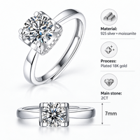 S925 Sterling Silver 2 Carat Romantique Bling Anneau Argent 925 Moissanite Bague de Fiançailles Femmes