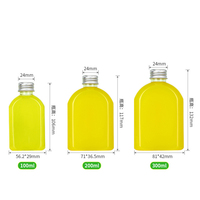 Bouteille en plastique PET transparente plate de 100 ml, 200 ml, 300 ml, bouteille pour thé froid, jus, avec bouchon anti-fuite, bouteille à café, pot à sauce