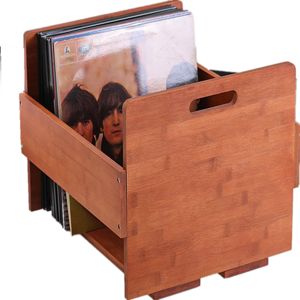 Бамбуковый ящик для хранения виниловых записей, органайзер для хранения виниловых записей, деревянный ящик для хранения