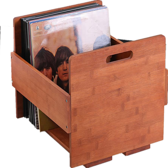 Bamboo Record Storage Crate Vinyl Storage Organizer  Vinyl Record Rack Wooden Storage Crate