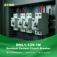 DOHO DHL1-125-1P+N RCCB Pelindung Kebocoran Listrik DIN Rail untuk Rumah Tangga 6kA Perlindungan 230V/240V Kurva BCD C Bahan Poliester 50/60Hz