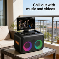 GENCE Enceinte Portable Compacte avec Écran Tactile Intelligent, LED RGB, Corps en Plastique, Entrée AUX, Système Audio HiFi pour Divertissement à Domicile