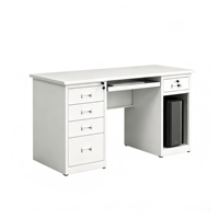 Bureau d'ordinateur ergonomique en acier robuste avec armoire de rangement, passe-câbles mobile multifonction, mobilier de bureau moderne