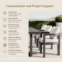 Ensemble de salle à manger de luxe en aluminium, table et chaises imperméables, ensemble de table et de chaises pour hôtel, mobilier de patio pour villa, mobilier d'extérieur
