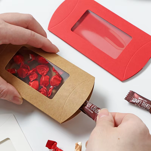 Boîte à bonbons en carton pliable en papier kraft blanc et noir avec fenêtre et corde en chanvre pour emballage alimentaire - Mariage/Fête d'anniversaire - Product Image 4
