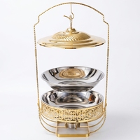 Meistverkaufter Edelstahl 8L Benzinbetriebener Restaurant-Party-Speisenwärmer Goldener Buffet-Catering-Chafing-Dish Hängender Warmhaltebehälter