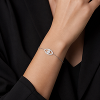 Bracelet Moissanite Yeux en Argent Sterling 925 avec Pendentif Charme, Bijou Tendance Quotidien pour Femme