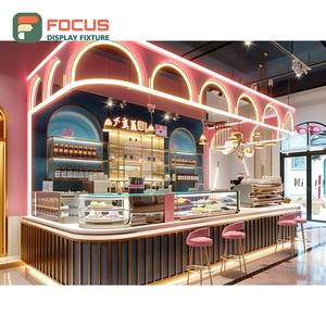 Mostrador de Servicio Personalizado para Cafetería, Acabado en Nogal Negro, Área de Exhibición de Botellas de Sirope, Mostrador de Servicio para Tienda - Product Image 2