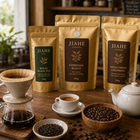 Sachet Doypack Personnalisé JIAHE Imprimé, Recyclable, pour Thé et Café, en Film Polyester et Feuille d'Aluminium, avec Fermeture Éclair et Valve Unidirectionnelle