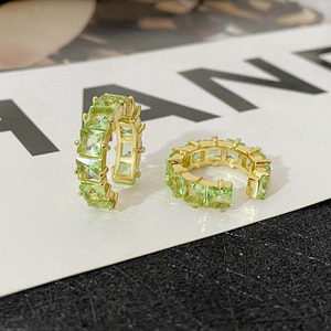 Customizable Different Color Square Stone Ear Cuffs Gold Plated Non <b>Pierced</b> Open Hoop Ear Clip Trendy Layer Ear Jewelry Bulk - Product Image 3