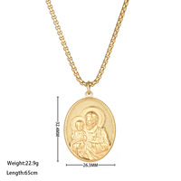 Collier religieux Vierge Marie Pendentif croix catholique Bijoux non ternis Collier en acier inoxydable plaqué or 18 carats pour femmes