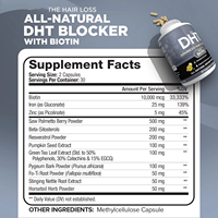 Complément alimentaire pour la perte de cheveux chez l'adulte, marque privée OEM, bloqueur de DHT, biotine, capsules végétaliennes, 60 capsules/flacon