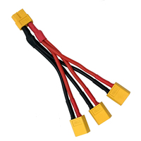 Kabel Kawat PVC XT60 Splitter Y 3 Arah Pria Wanita 14AWG Konduktor Tembaga Murni Panjang 100mm untuk Baterai RC Elektronik