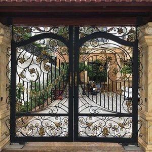 Porte de jardin extérieure en fer forgé Entrée européenne classique de style vintage - Product Image 5