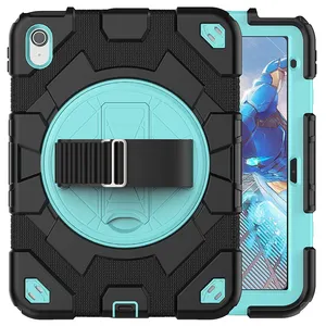 For Pad 10th Generation 10.9 thick silicone shockproof rugged tablet case with adjustable shoulder hand strap kickstand