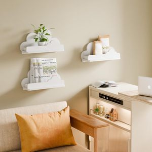 Estantería decorativa de madera con nubes blancas, estante flotante de madera, figura <span class=keywords><strong>pequeña</strong></span>, estante montado en la pared, 202407 - Product Image 5