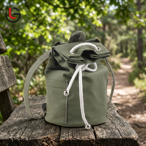 Custom Logo Heavy Waxed Cotton Canvas <b>Backpack</b> Breathable <b>Waterproof</b> Zipper Fashionable Daily Use <b>School</b> Outdoor Activities - Product Image 3