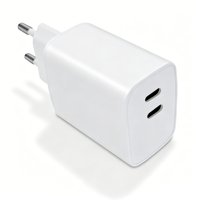 Chargeur rapide double port 65W PD 3.0/GaN QC3.0 SCP avec conception ignifuge pour téléphone portable, ordinateur portable, montre connectée (ports Type-C) OVP Electric