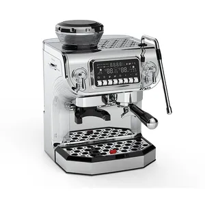 Máquina automática de café expreso para hacer café capuchino de acero inoxidable para oficina en casa con tanque de granos de café