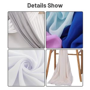 Nappe de chaise en mousseline blanc ivoire de luxe pour mariage, drapé de chaise en mousseline pour banquet - Product Image 4