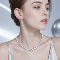 OUGEPHELI Parure de bijoux en argent sterling 925 avec moissanite, collier tennis effet feu arc-en-ciel VVS1 et boucles d'oreilles clous étincelantes pour femme