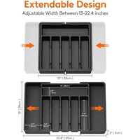 Organizador de Cubiertos para Cajón con 8 Compartimentos, Porta Cubiertos Expandible para Cocina