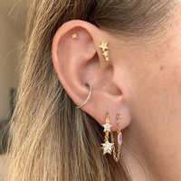Déclaration empilable S925 argent luxe Marquise couleur Zircon chaîne boucles d'oreilles pour femmes gland influenceur Style