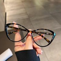 Kacamata Anti-Blue Light Fashionable Bingkai Poligonal Model Cat-Eye Retro untuk Wanita Pria, Cocok untuk Bentuk Wajah Diamond, Gaya Korea Solid