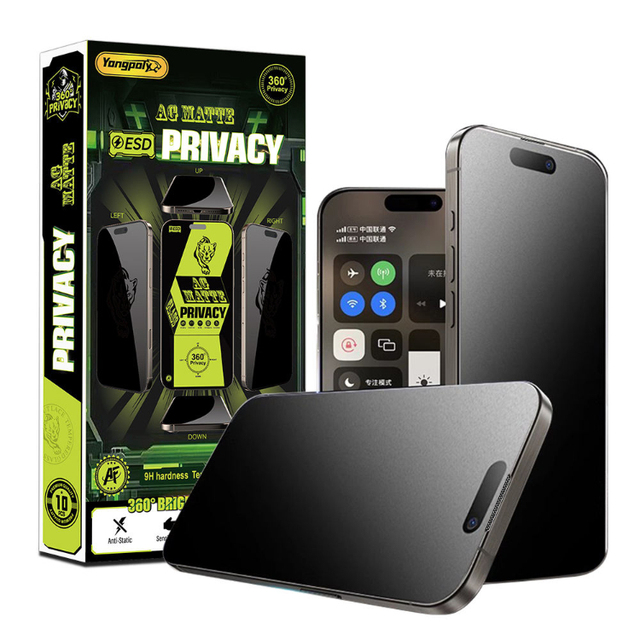 Anti-Fingerprint 360°AG Matte Privacy Screen Protector for iPhone 17 Air 16 15 14 13 12 11 Pro Max AF ESD Tempered Glass