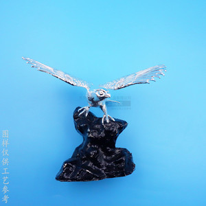 Figurine d'aigle en cuivre pur, argent brillant, décoration de bureau, style traditionnel, pièce unique - Product Image 1