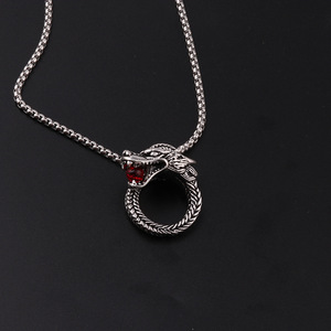 Vintage In Acciaio A Catena In Argento Anello del Drago Del Pendente Della mano Della Collana Della Lega di NA032 - Product Image 6