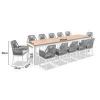 Ensemble de meubles d'extérieur en aluminium, table de jardin avec plateau rond en verre céramique et chaises, ensemble de salle à manger en tissu pour 6 personnes