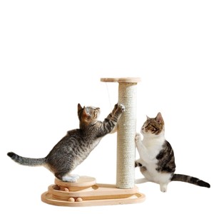 Solid Wood Cat <b>Scratching</b> <b>Post</b> With Sisal Rope And Toy For Kittens And Cats - Product Image 2