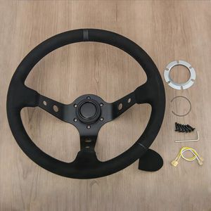 <span class=keywords><strong>Volant</strong></span> de course universel en cuir et aluminium de 14 pouces (355 mm) pour voiture, <span class=keywords><strong>volant</strong></span> sport de <span class=keywords><strong>drift</strong></span> profond avec logo - Product Image 6
