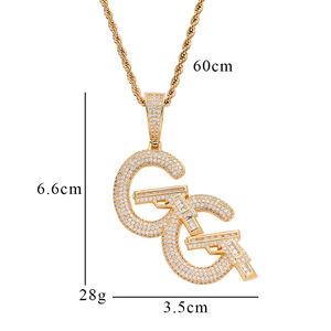 สร้อยคอจี้รูปปืนทองแดง CZ CC พร้อมจี้ตัวอักษร สไตล์ฮิปฮอป - Product Image 5