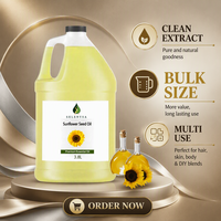 Minyak Biji Bunga Matahari 100% Murni Cold Pressed, Minyak Pembawa Alami untuk Pijat Kulit, Perawatan Rambut, Bahan Baku Kosmetik, Pasokan Grosir OEM