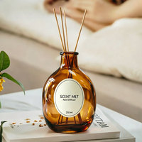Diffuseur de parfum d'ambiance en verre borosilicate minimaliste de luxe avec bâtonnets en rotin naturel, ensemble d'aromathérapie pour salon