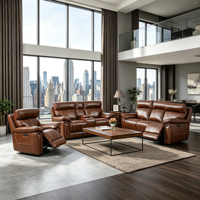 Canapé sectionnel électrique inclinable de style américain moderne en cuir véritable pour salon