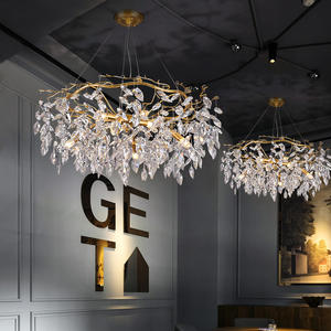 Lustre <span class=keywords><strong>de</strong></span> salon en or <span class=keywords><strong>de</strong></span> luxe européen Lustre suspendu en cristal LED <span class=keywords><strong>de</strong></span> plafond personnalisé - Product Image 1