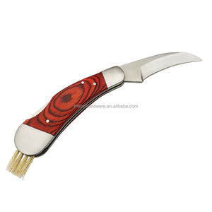 سكين جيب جديد فائق الجودة سكين جمع الفطر مع خشب وردي + شفرة SST مع فرشاة وكيس نايلون - Product Image 4