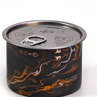 Boîtes de conserve en fer blanc - Surface laquée, forme ronde, fermeture à anneau, impression sérigraphique