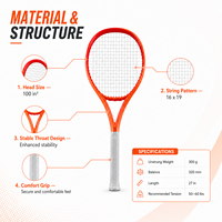 Raquette de tennis en nylon léger de qualité supérieure avec poignée confortable et équilibrée pour adultes, logo personnalisé disponible