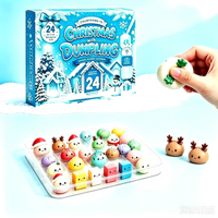 Calendrier de l'Avent de Noël Mystère des Raviolis – Assortiment de Jouets Anti-Stress TPR Squishy en Forme de Ravioli de Noël – 24 Surprises de Fêtes
